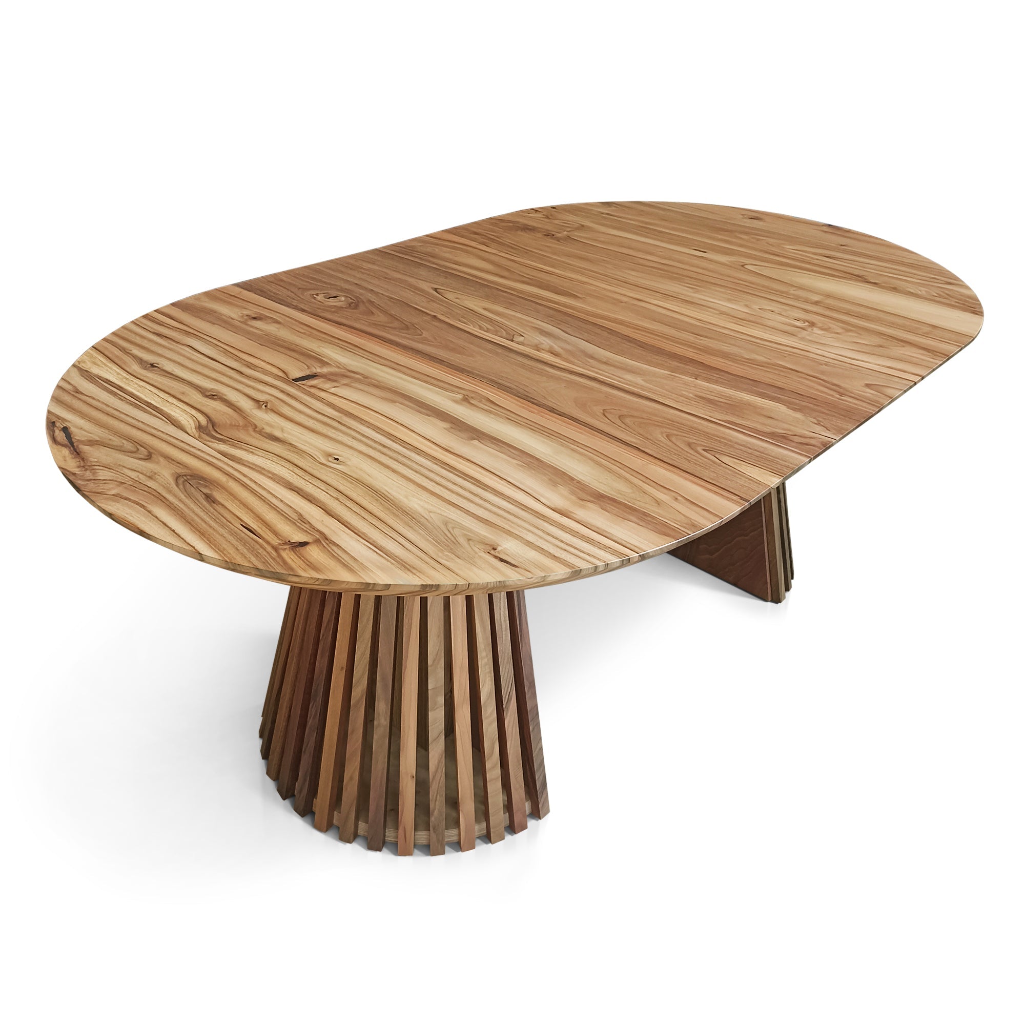 Table à manger ronde extensible en noyer – Découvrez notre table à manger ronde extensible en noyer fabriquée à la main avec pieds en tube – un ajout magnifique à toute