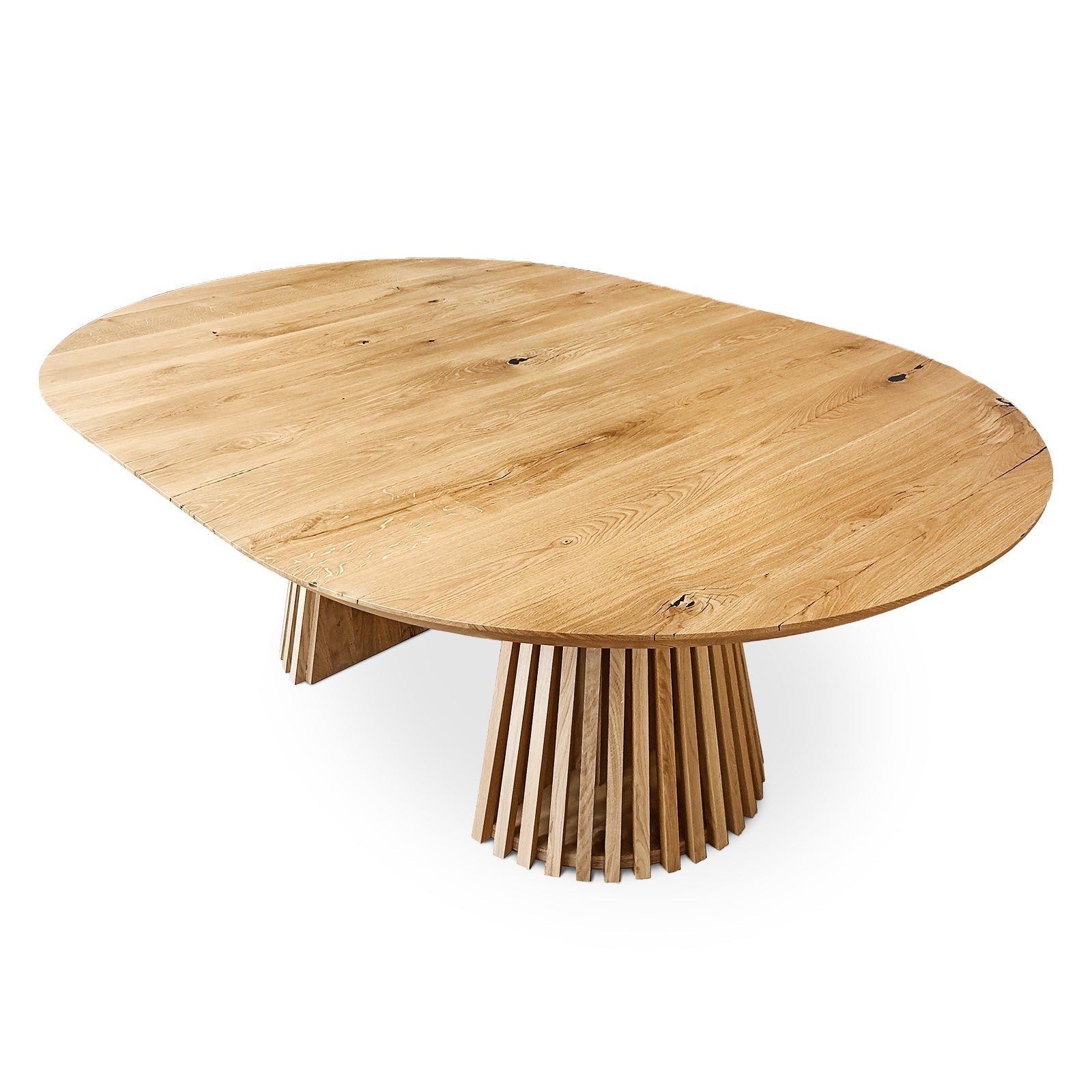 Table à manger ronde extensible en chêne - Découvrez notre table à manger ronde extensible en chêne fabriquée à la main avec des pieds en tubes - un ajout magnifique à toute maison