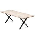 Table à manger extensible en chevrons de coton - Table à manger en chevrons composée de lattes de chêne massif de 15 mm assemblées avec des lattes de chêne de 20 mm sur du bouleau de 25 mm