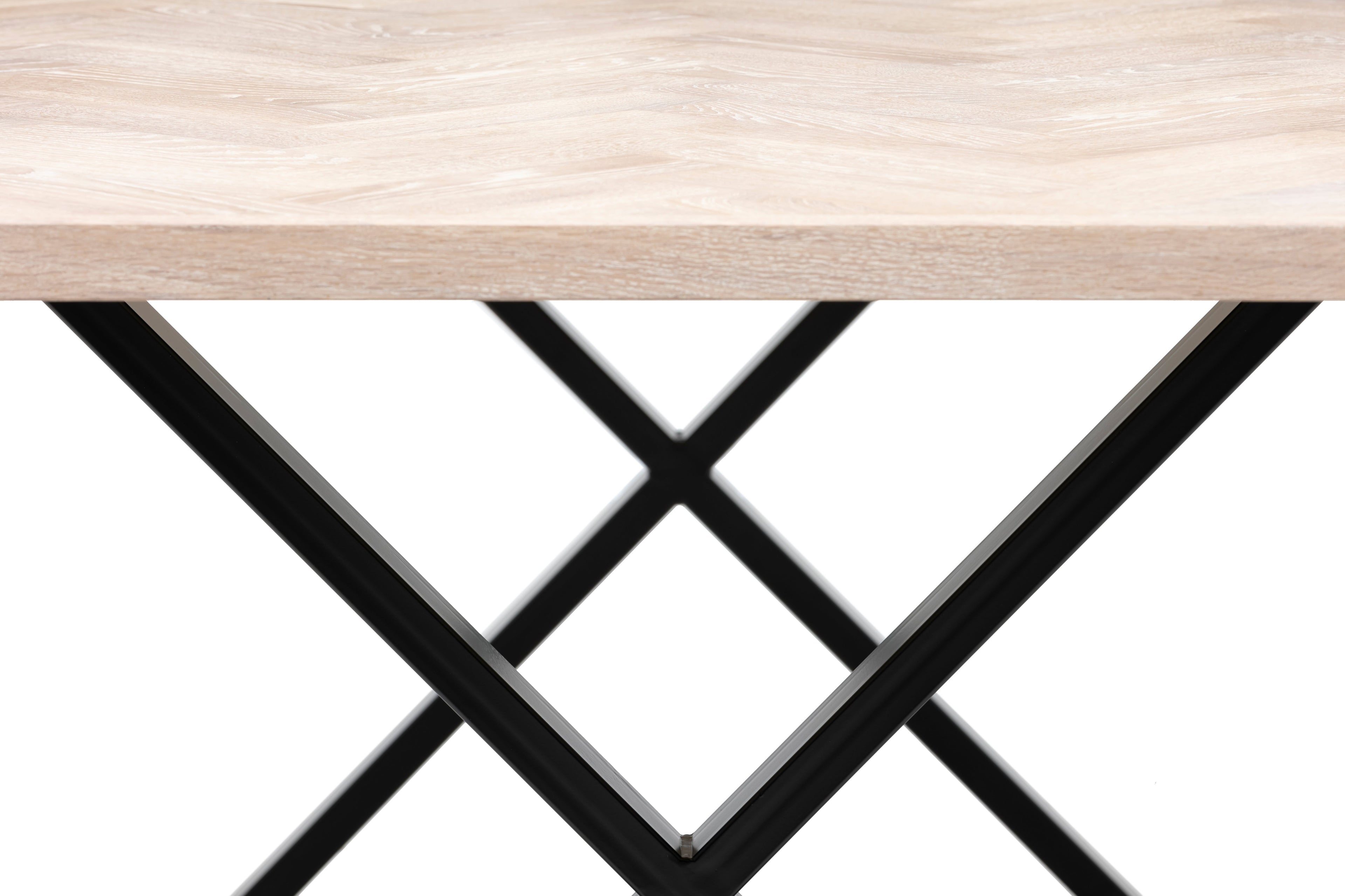 Table à manger extensible en chevrons de coton - Table à manger en chevrons composée de lattes de chêne massif de 15 mm assemblées avec des lattes de chêne de 20 mm sur du bouleau de 25 mm