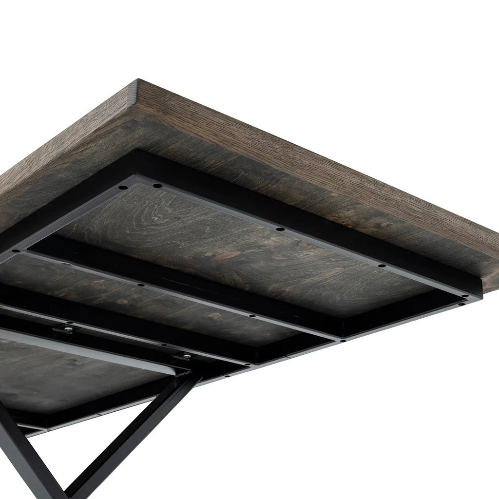 Table à manger extensible en chevrons couleur anthracite - Table à manger extensible en chevrons, fabriquée avec des lattes en bois massif de 15 mm assemblées avec des lattes en chêne de 20 mm sur