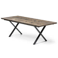 Table à manger extensible en chevrons couleur anthracite - Table à manger extensible en chevrons, fabriquée avec des lattes en bois massif de 15 mm assemblées avec des lattes en chêne de 20 mm sur