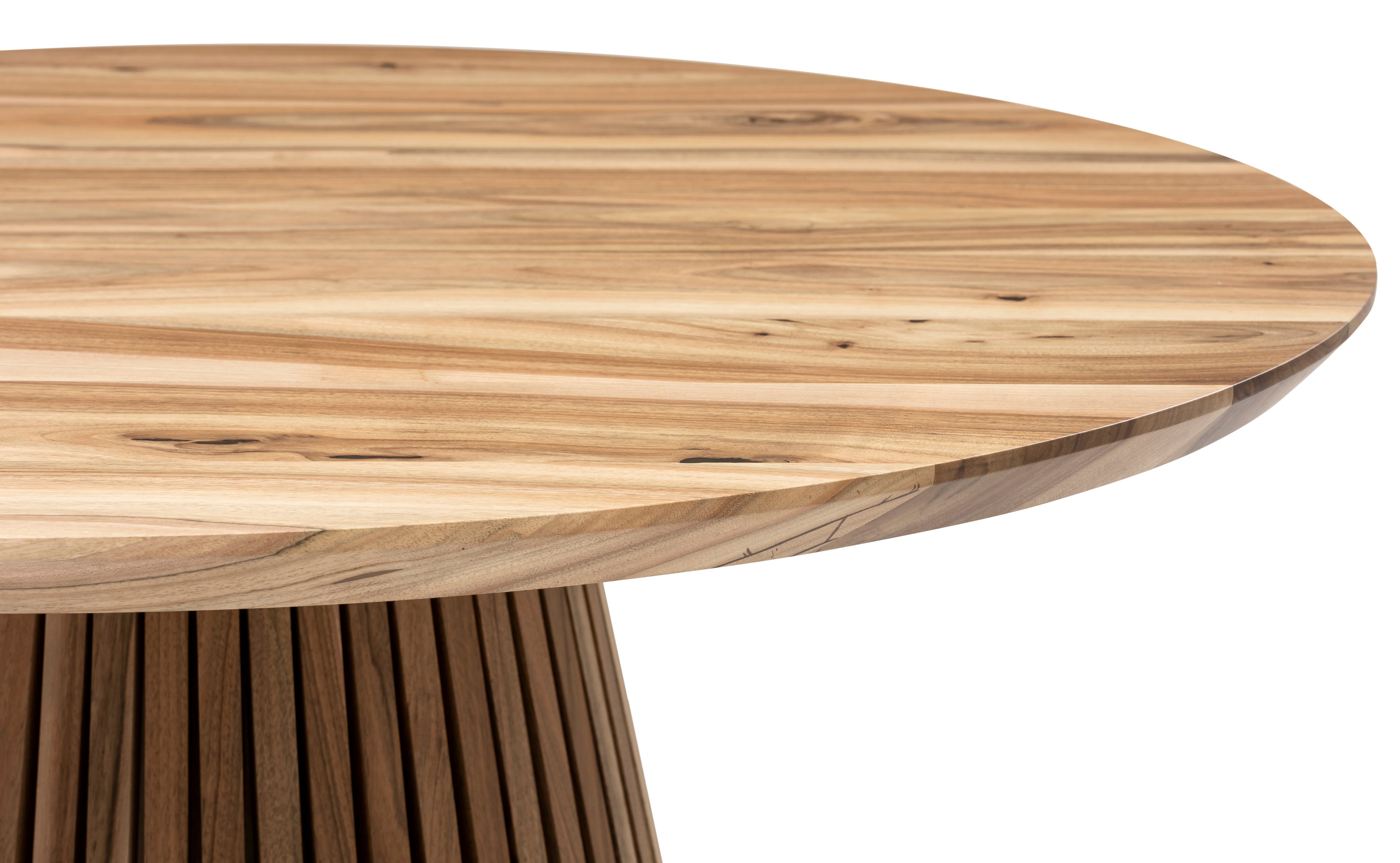Table à manger ronde extensible en noyer – Découvrez notre table à manger ronde extensible en noyer fabriquée à la main avec pieds en tube – un ajout magnifique à toute