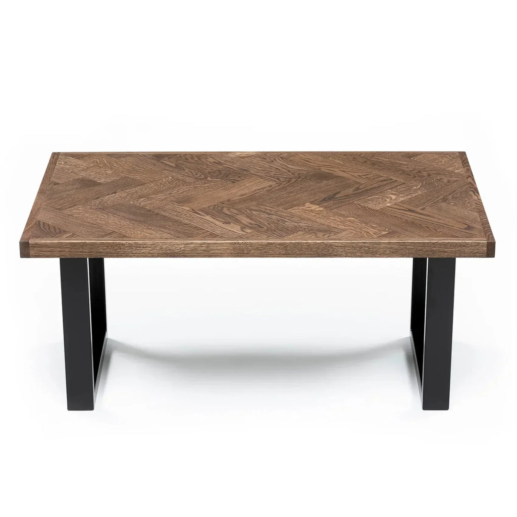 Table basse à chevrons en chêne chocolat - Dimensions sur la photo : H45 x L60 x P80cm Table basse en bois naturel chêne La hauteur standard de toutes les tables est
