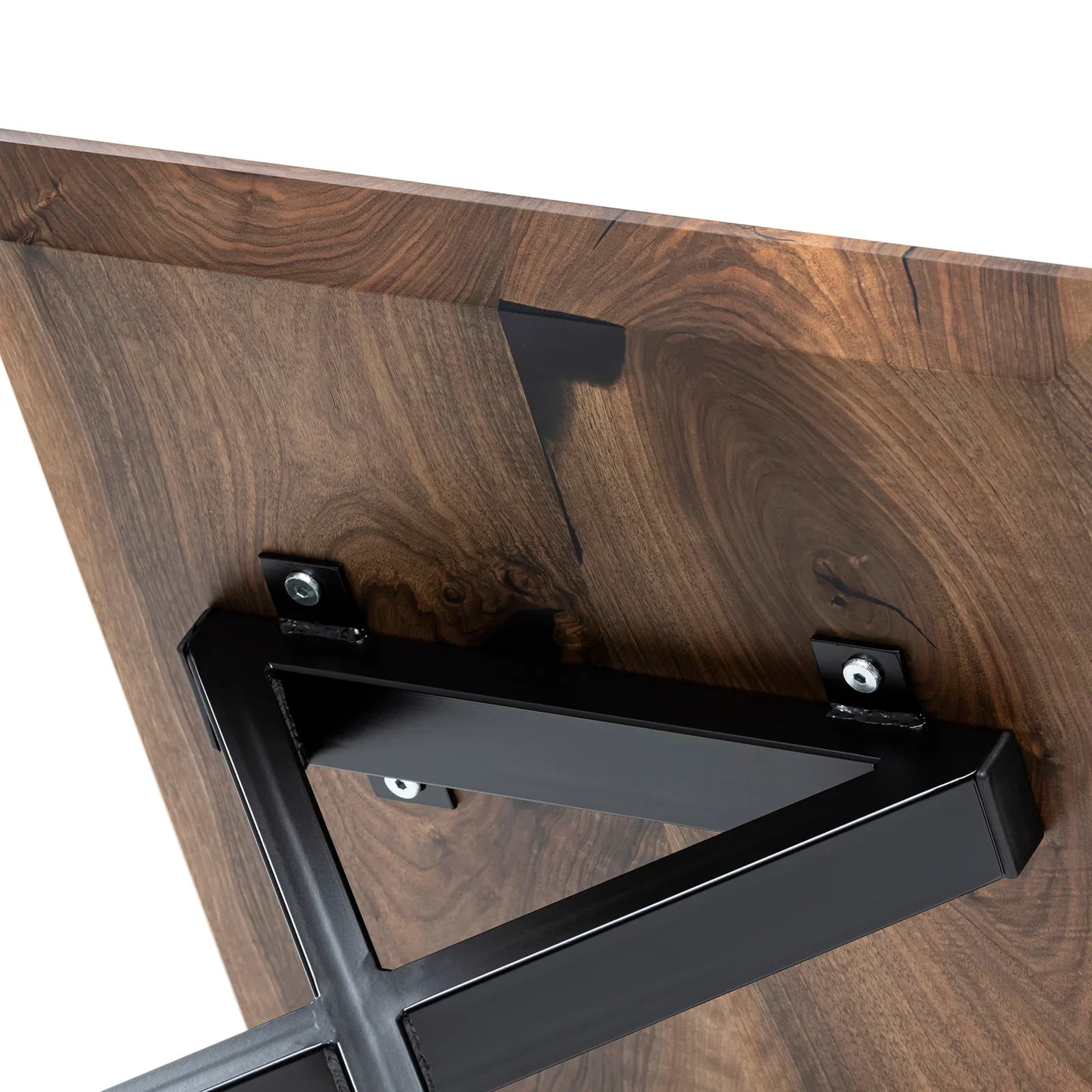 Table basse en noyer – Table basse carrée massive en noyer La hauteur standard de toutes les tables est de 45 cm. Les pieds métalliques peuvent être facilement démontés pour le transport.