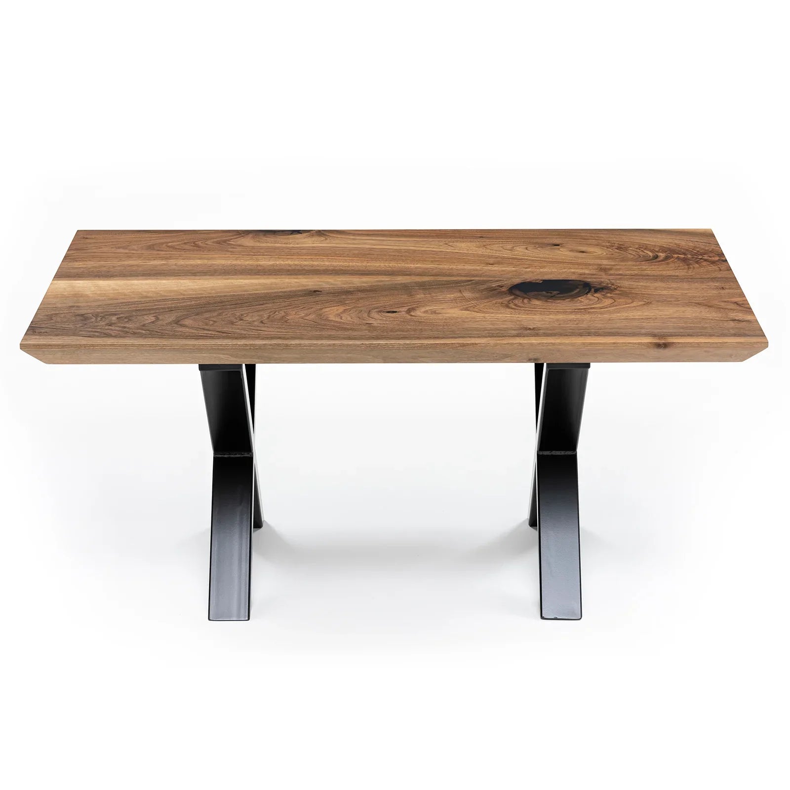 Table basse en noyer – Table basse carrée massive en noyer La hauteur standard de toutes les tables est de 45 cm. Les pieds métalliques peuvent être facilement démontés pour le transport.
