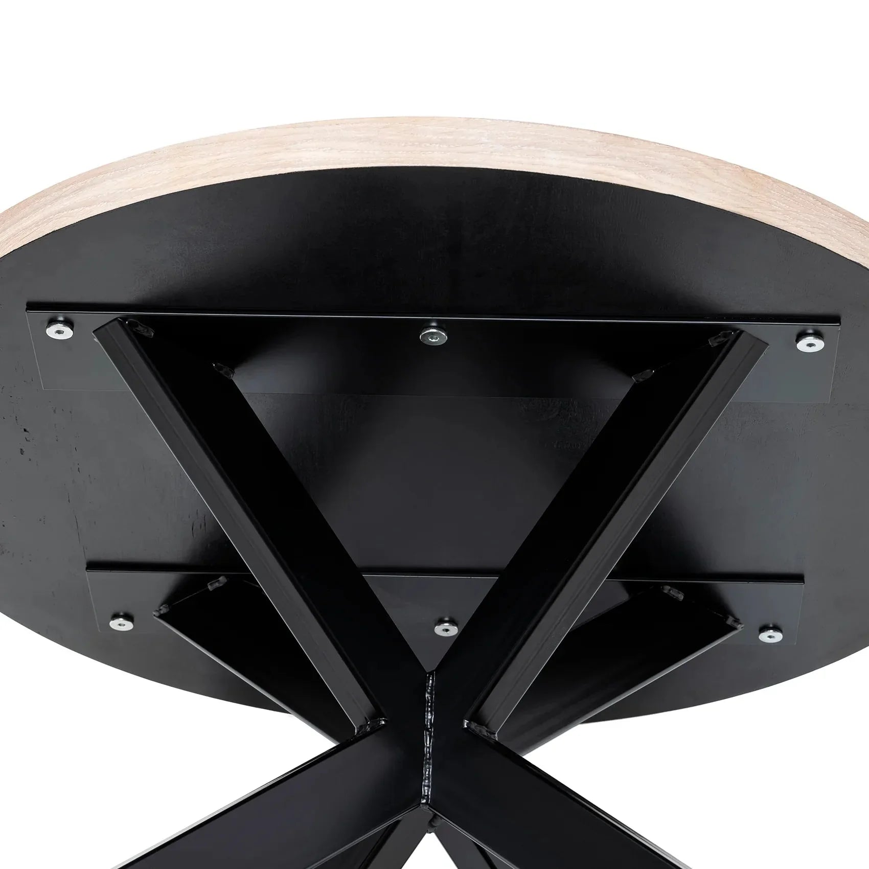 Table Basse Ronde à Chevrons en Chêne Coton - Dimensions sur la photo : H45 x L60cm Table basse ronde en chêne à chevrons La hauteur standard de toutes les tables est