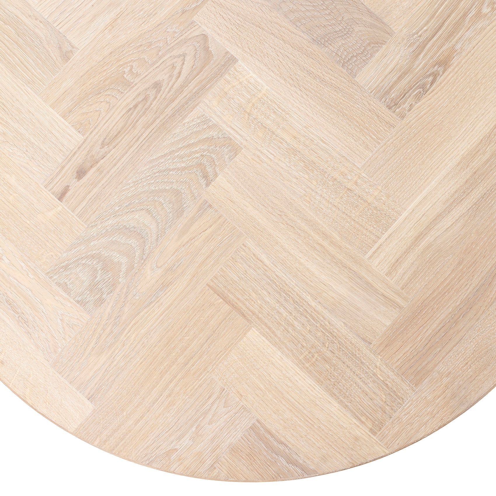Table Basse Ronde à Chevrons en Chêne Coton - Dimensions sur la photo : H45 x L60cm Table basse ronde en chêne à chevrons La hauteur standard de toutes les tables est