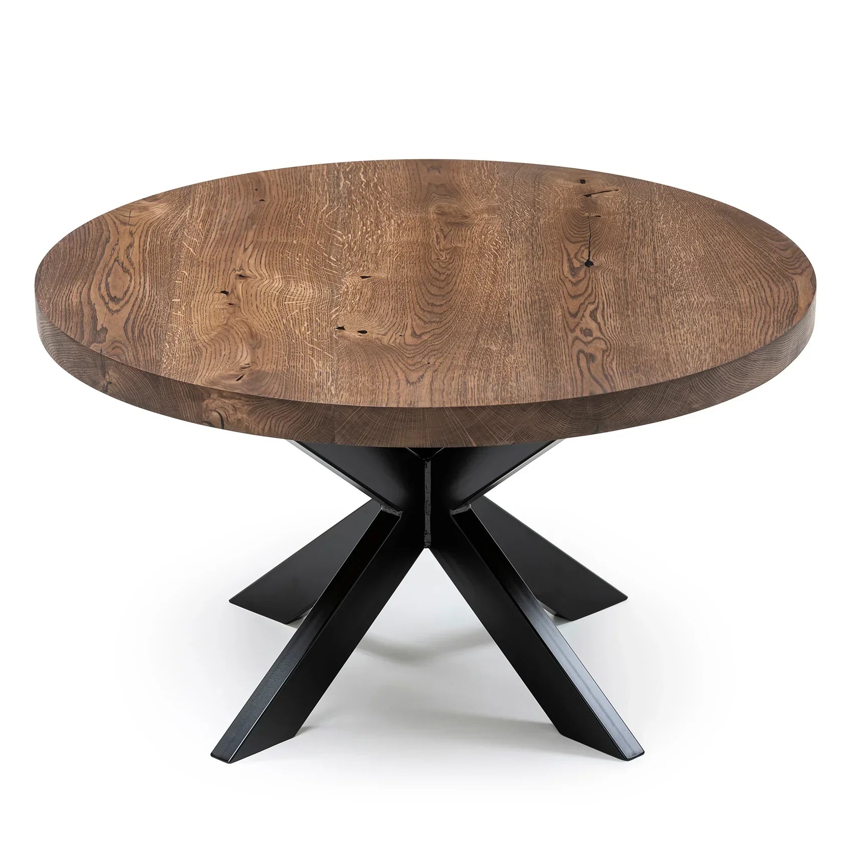 Table basse ronde en chêne chocolat - Dimensions sur la photo : H45 x L60cm Table basse ronde en chêne massif La hauteur standard de toutes les tables est de 45cm