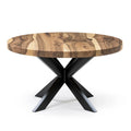 Table basse ronde en noyer - Dimensions sur la photo : H45 x L60cm Table basse ronde en noyer massif La hauteur standard de toutes les tables est de 45cm Pieds métalliques peuvent