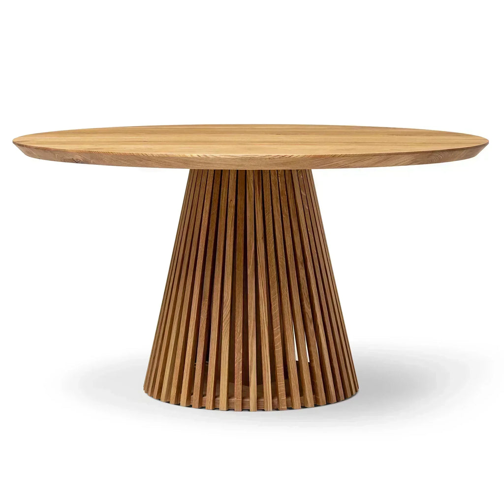 Table à manger ronde extensible en chêne - Découvrez notre table à manger ronde extensible en chêne fabriquée à la main avec des pieds en tubes - un ajout magnifique à toute maison