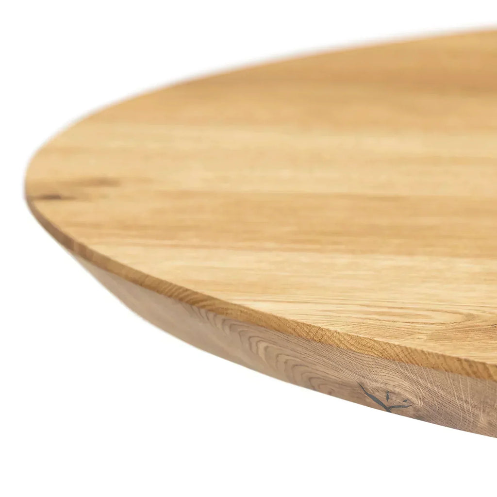Table à manger ronde extensible en chêne - Découvrez notre table à manger ronde extensible en chêne fabriquée à la main avec des pieds en tubes - un ajout magnifique à toute maison