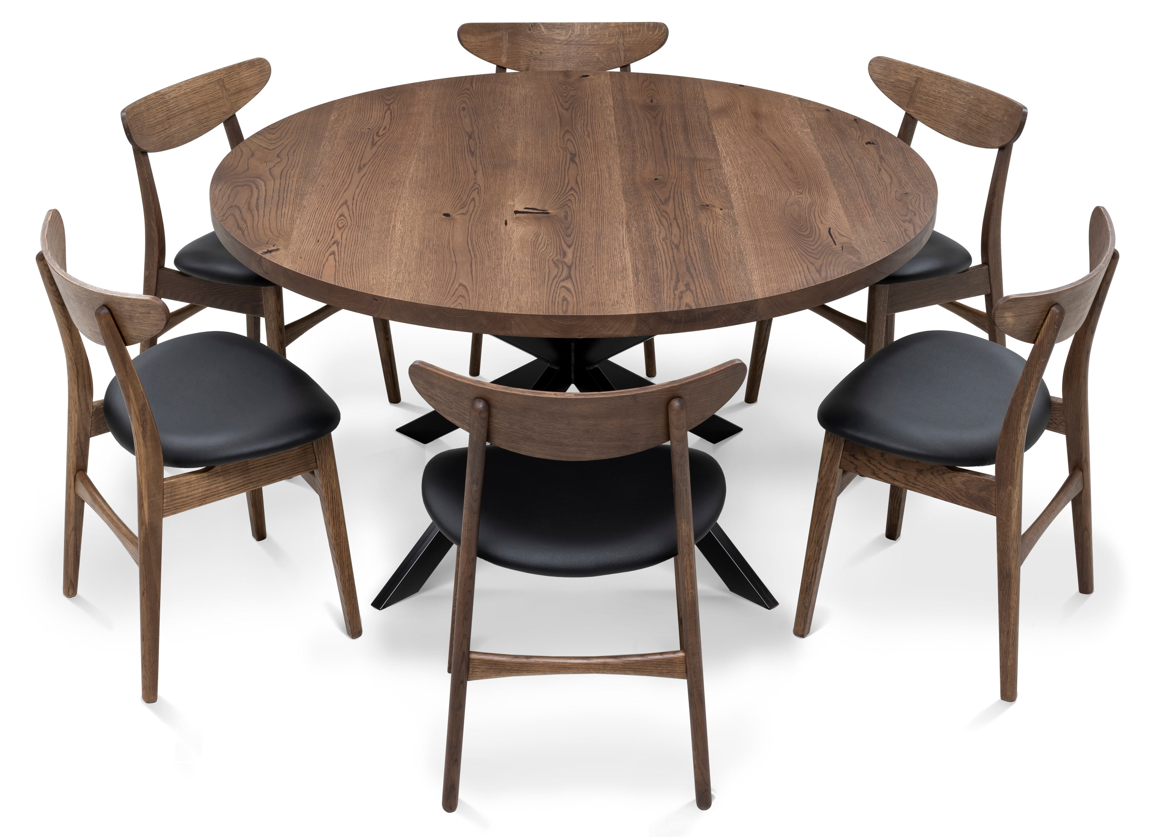 Table à manger ronde extensible en chêne foncé - Voici notre table à manger ronde en chêne massif fabriquée à la main - un ajout magnifique à tout intérieur - Fabriquée à partir de
