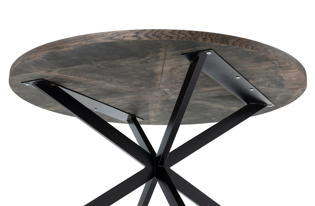 Table à manger ronde extensible à chevrons en chêne foncé - Découvrez notre table à manger ronde extensible à chevrons en chêne foncé – un ajout magnifique