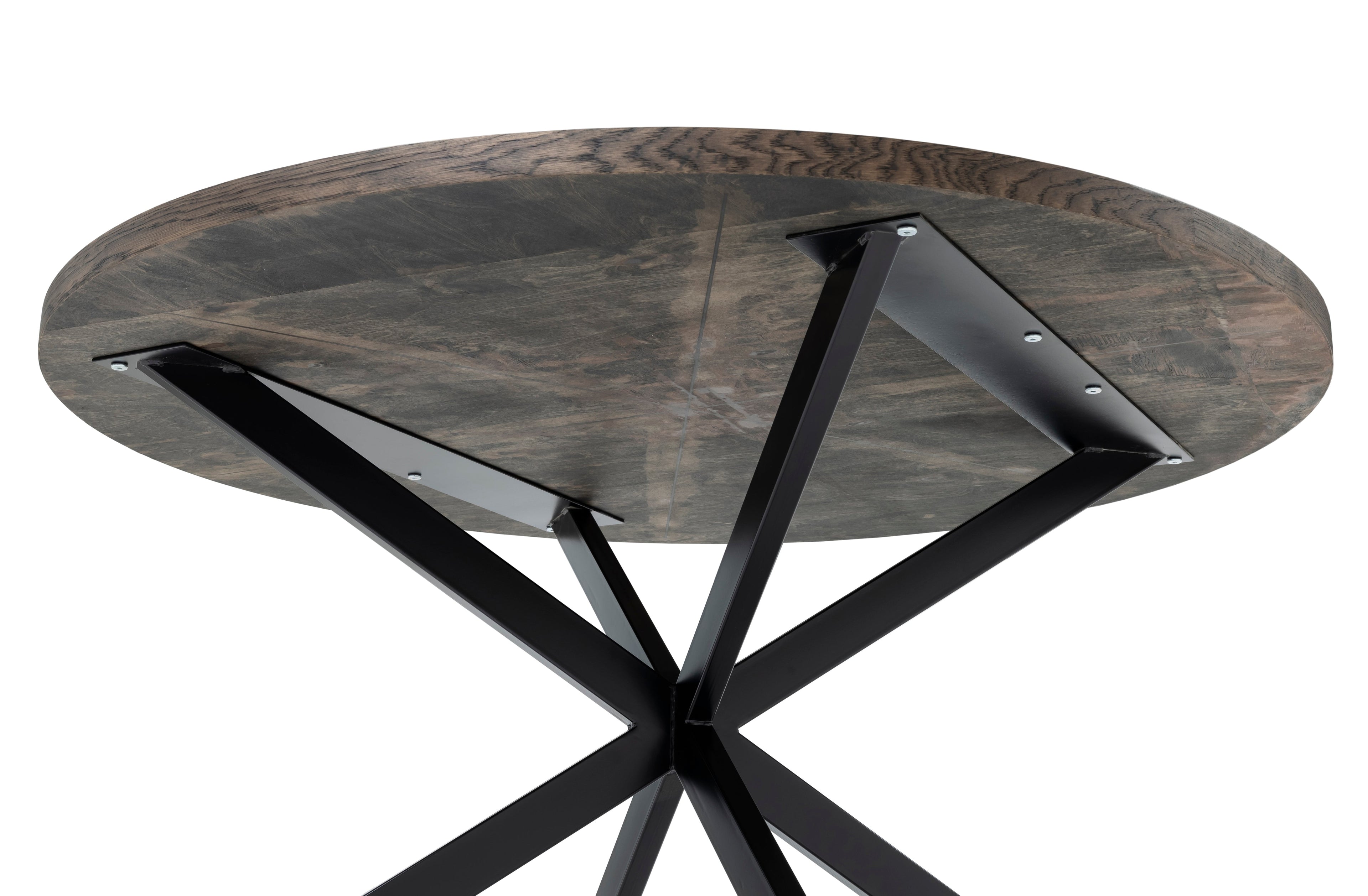 Table à manger ronde extensible à chevrons en chêne foncé - Découvrez notre table à manger ronde extensible à chevrons en chêne foncé – un ajout magnifique