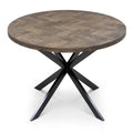 Table à manger ronde extensible à chevrons en chêne foncé - Découvrez notre table à manger ronde extensible à chevrons en chêne foncé – un ajout magnifique