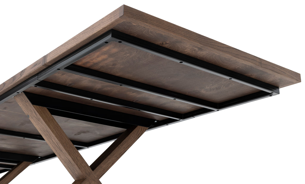 Table de salle à manger extensible à chevrons en chêne chocolat - Table de salle à manger extensible à chevrons en chêne chocolat fabriquée à partir de lattes de chêne massif de 15 mm assemblées