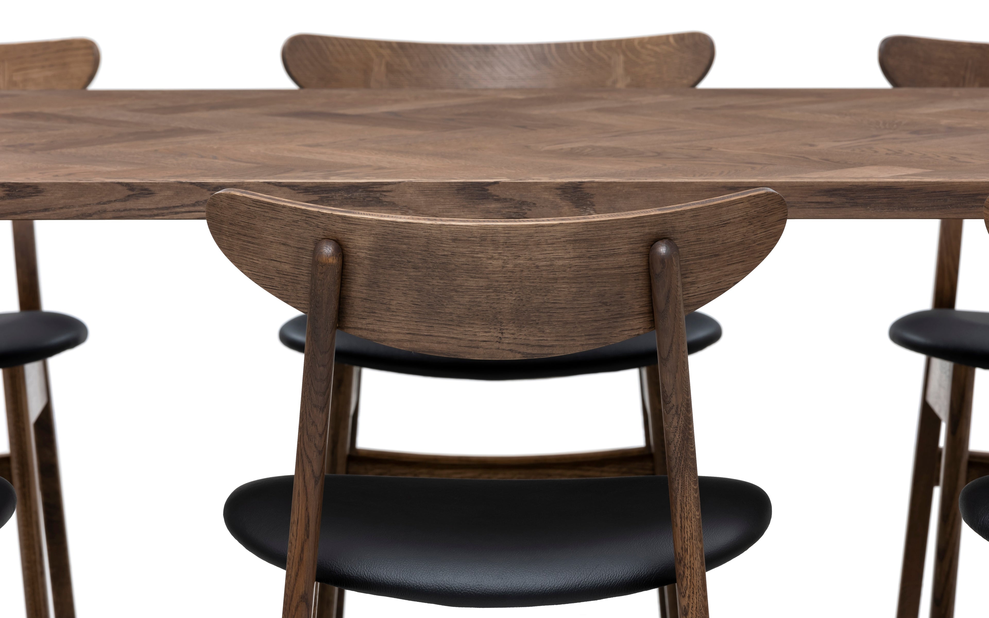 Table de salle à manger extensible à chevrons en chêne chocolat - Table de salle à manger extensible à chevrons en chêne chocolat fabriquée à partir de lattes de chêne massif de 15 mm assemblées