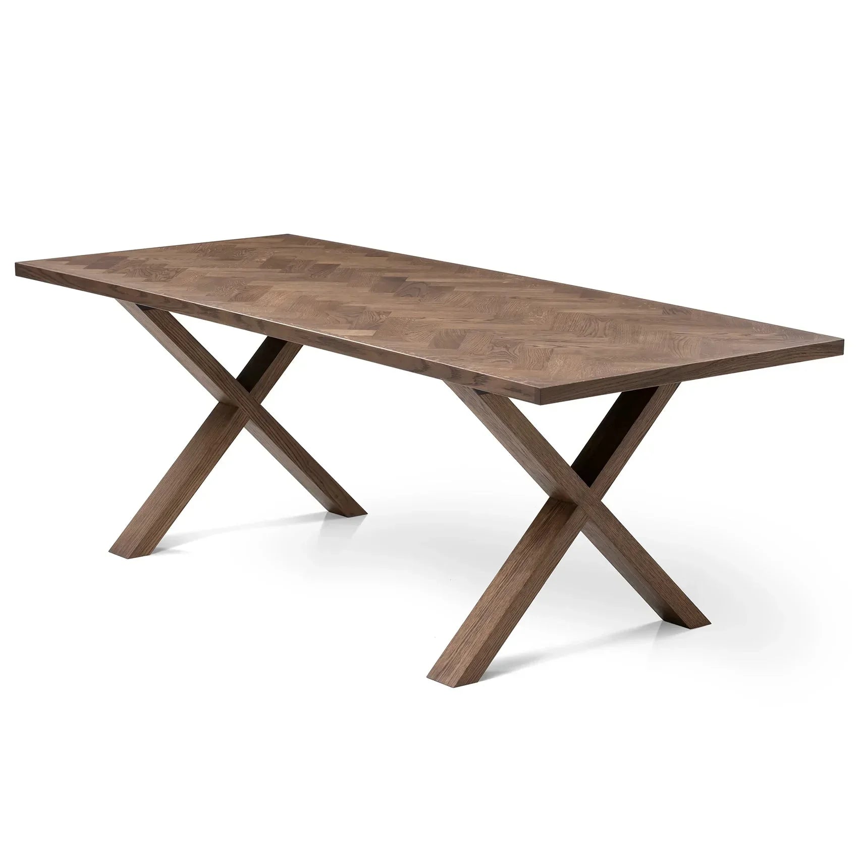 Table de salle à manger extensible à chevrons en chêne chocolat - Table de salle à manger extensible à chevrons en chêne chocolat fabriquée à partir de lattes de chêne massif de 15 mm assemblées