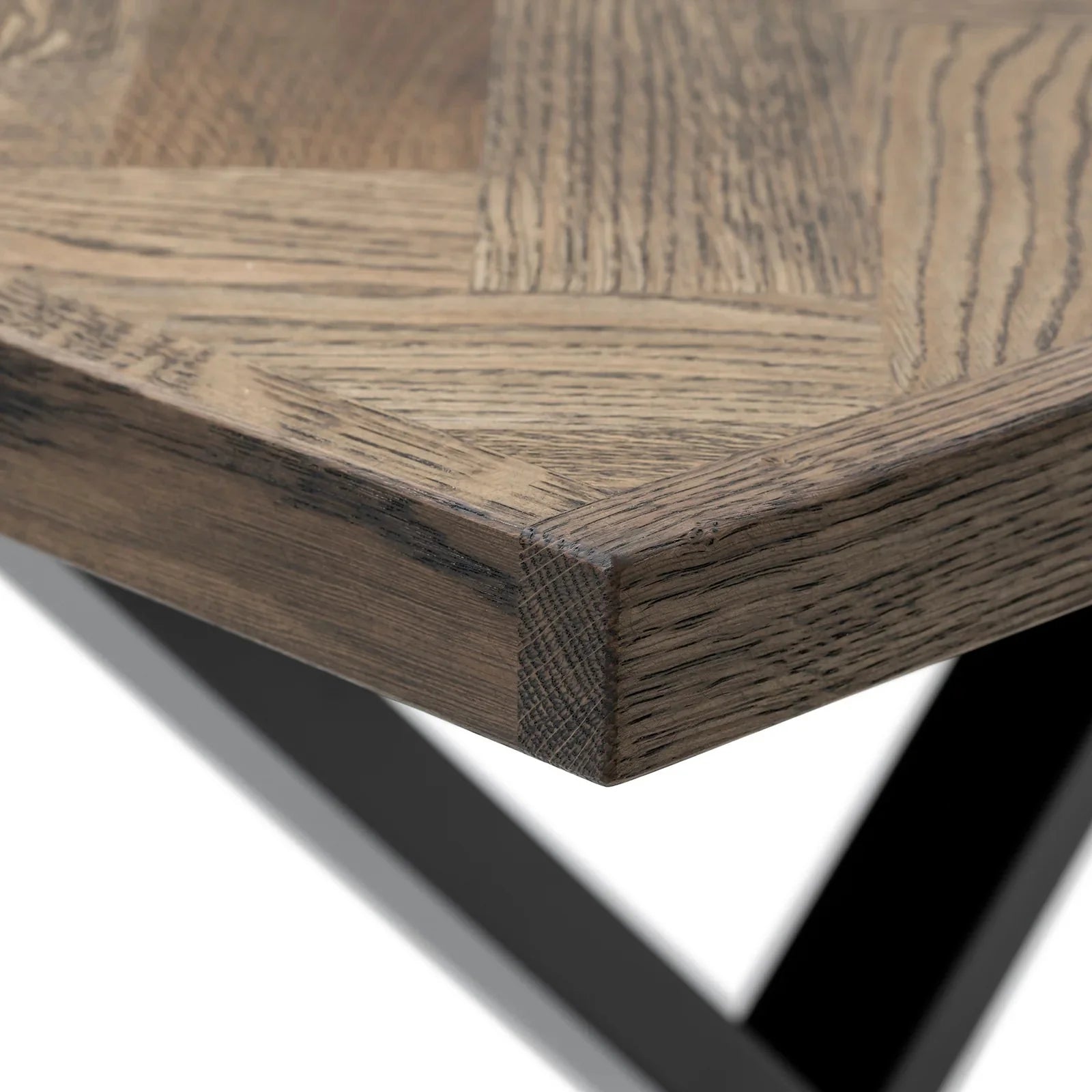 Table à manger extensible en chevrons couleur anthracite - Table à manger extensible en chevrons, fabriquée avec des lattes en bois massif de 15 mm assemblées avec des lattes en chêne de 20 mm sur