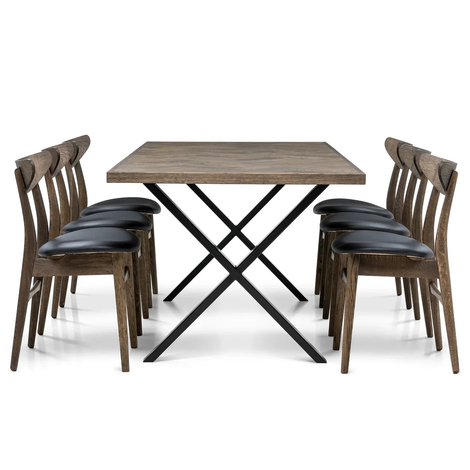Table à manger extensible en chevrons couleur anthracite - Table à manger extensible en chevrons, fabriquée avec des lattes en bois massif de 15 mm assemblées avec des lattes en chêne de 20 mm sur