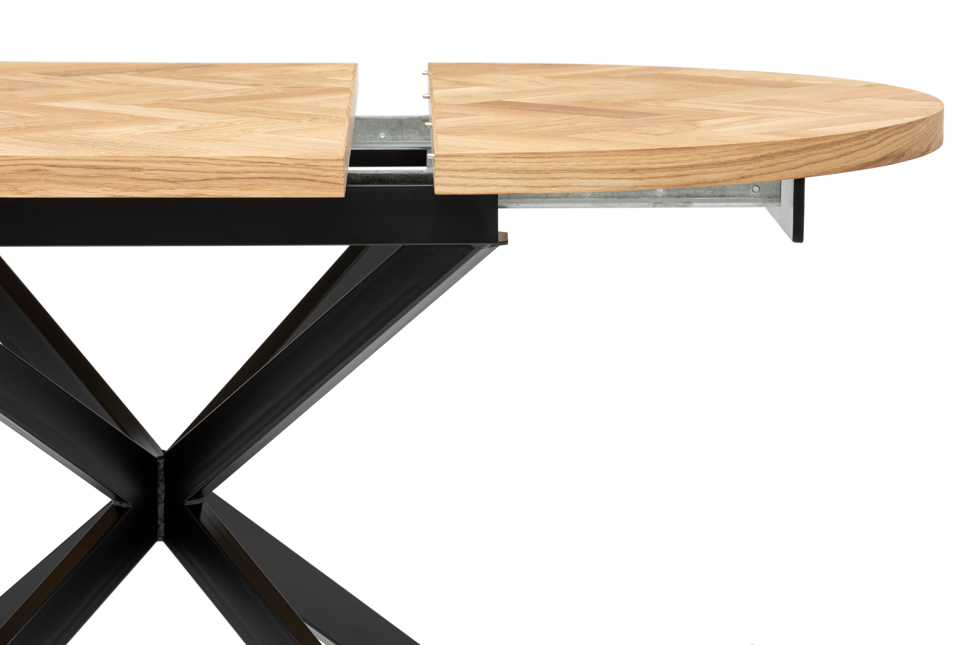 Table à manger ronde à chevrons extensible - Voici notre table à manger ronde à chevrons extensible - un ajout magnifique à tout intérieur - Fabriquée en