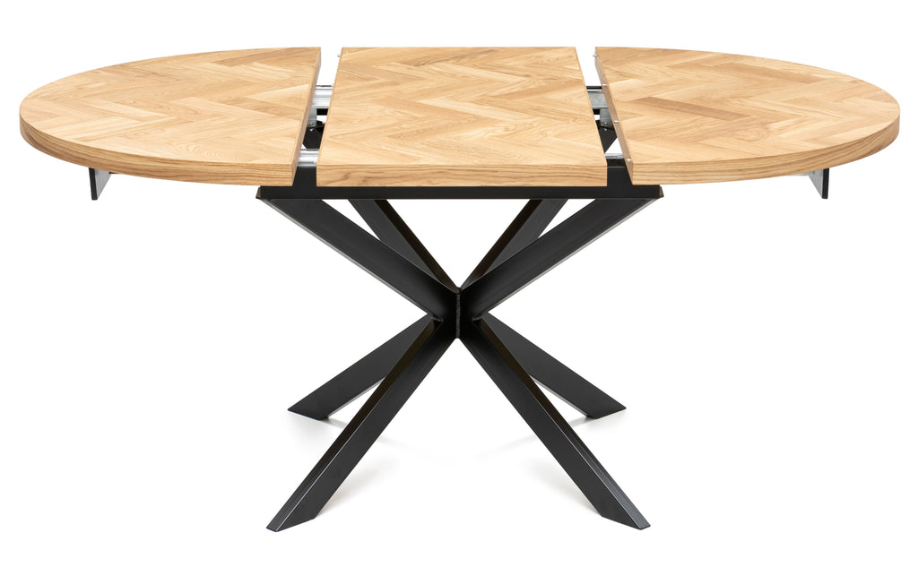 Table à manger ronde à chevrons extensible - Voici notre table à manger ronde à chevrons extensible - un ajout magnifique à tout intérieur - Fabriquée en