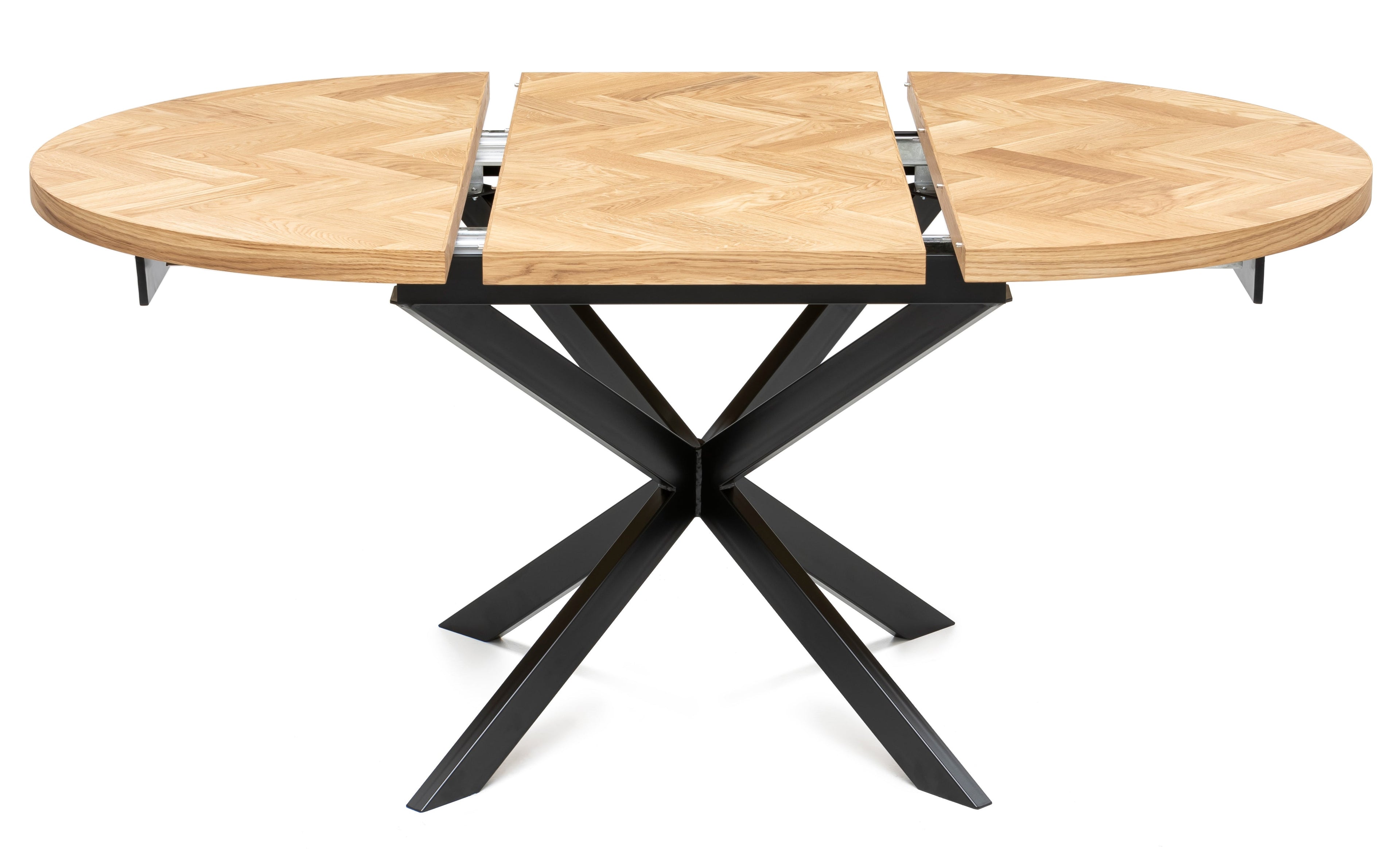 Table à manger ronde à chevrons extensible - Voici notre table à manger ronde à chevrons extensible - un ajout magnifique à tout intérieur - Fabriquée en