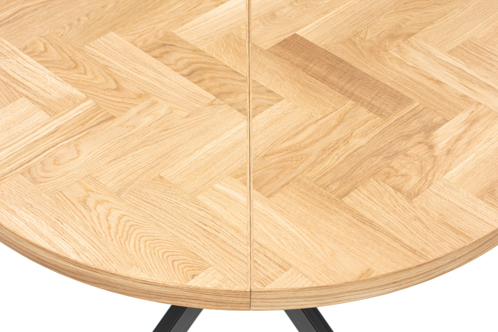 Table à manger ronde à chevrons extensible - Voici notre table à manger ronde à chevrons extensible - un ajout magnifique à tout intérieur - Fabriquée en