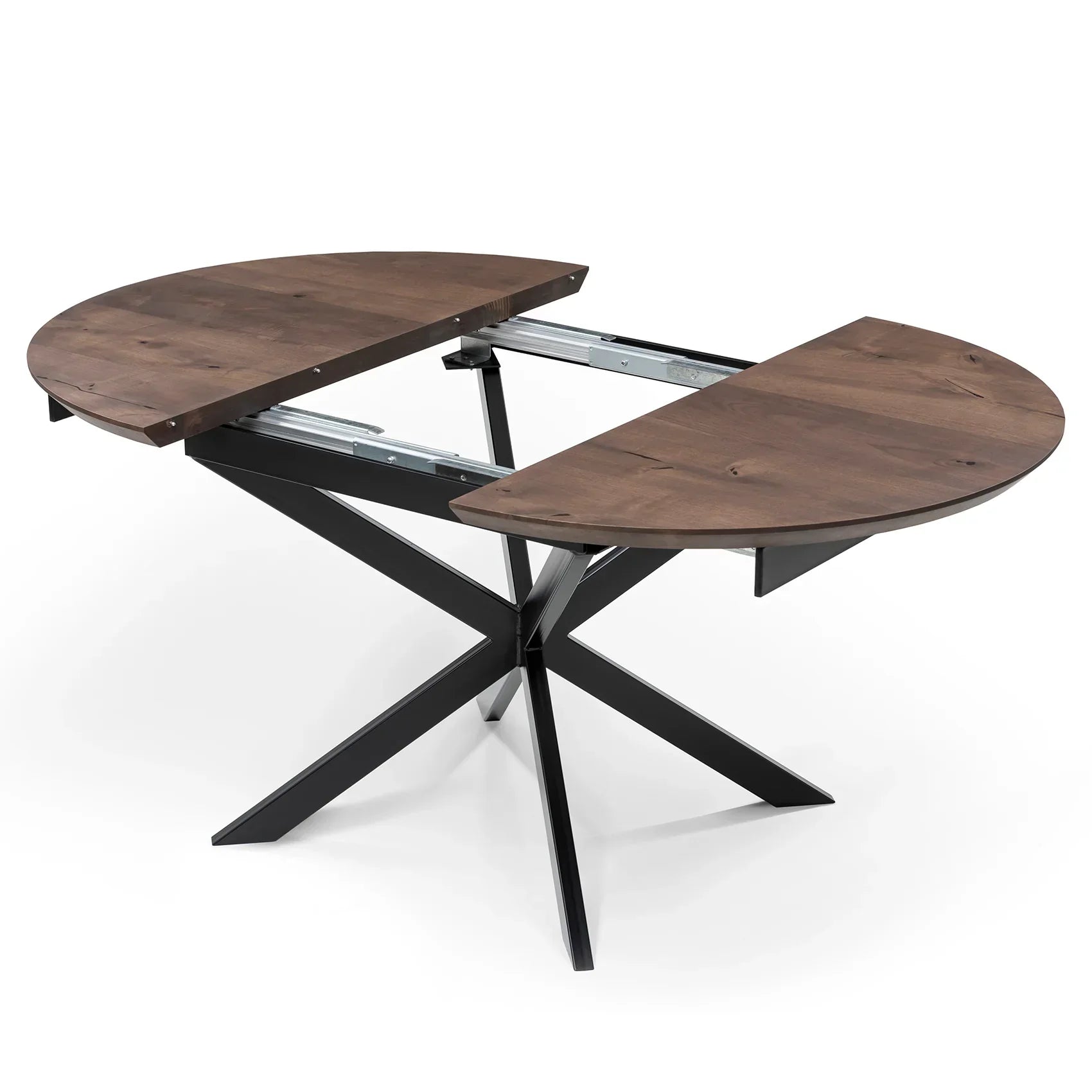 Table à manger ronde extensible en chêne foncé - Voici notre table à manger ronde en chêne massif fabriquée à la main - un ajout magnifique à tout intérieur - Fabriquée à partir de