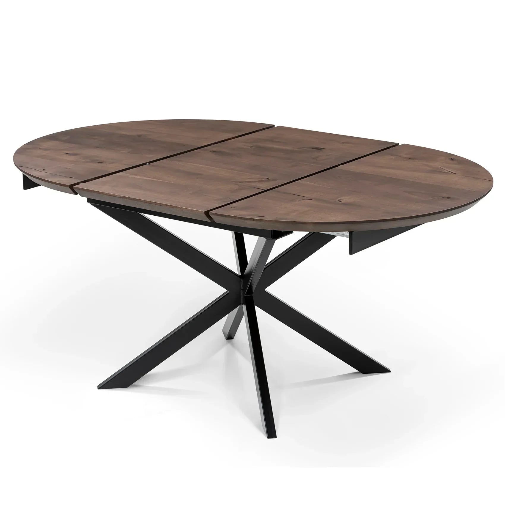 Table à manger extensible en noyer foncé - Découvrez notre table à manger ronde en noyer fabriquée à la main - un ajout superbe à toute maison - Fabriquée en bois massif