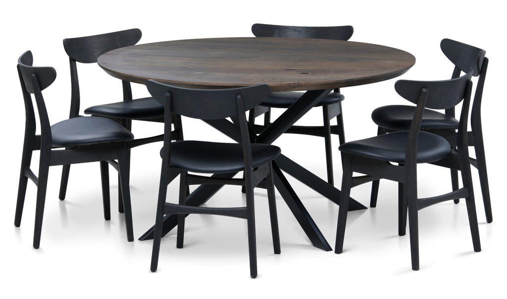 Table à manger extensible en noyer foncé - Découvrez notre table à manger ronde en noyer fabriquée à la main - un ajout superbe à toute maison - Fabriquée en bois massif