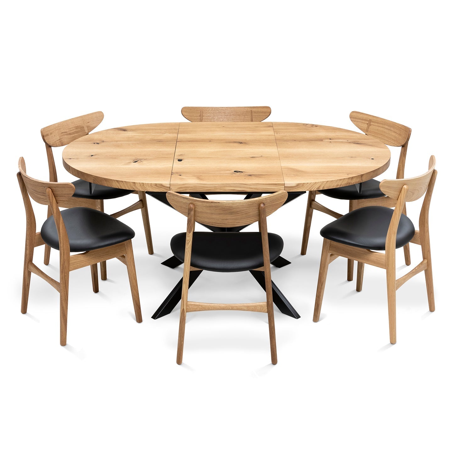 Table à manger ronde extensible en chêne - Découvrez notre table à manger ronde en chêne fabriquée à la main - un ajout superbe à tout intérieur - Fabriquée en bois massif, cette