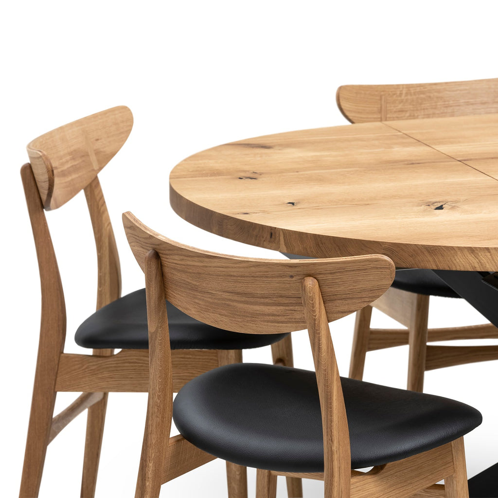 Table à manger ronde extensible en chêne - Découvrez notre table à manger ronde en chêne fabriquée à la main - un ajout superbe à tout intérieur - Fabriquée en bois massif, cette