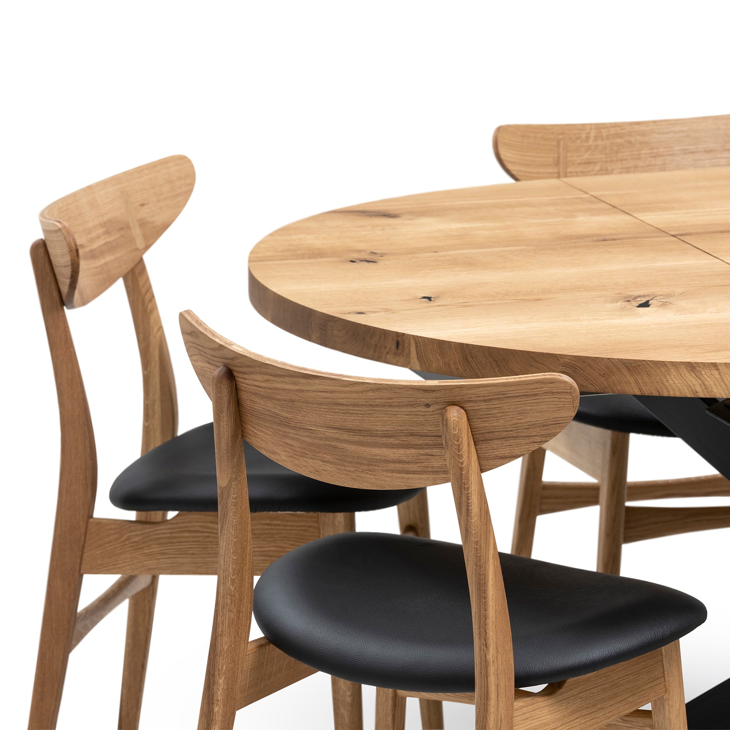 Table à manger ronde extensible en chêne - Découvrez notre table à manger ronde en chêne fabriquée à la main - un ajout superbe à tout intérieur - Fabriquée en bois massif, cette