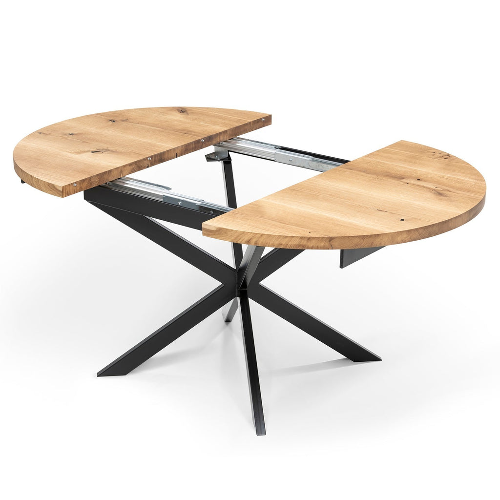 Table à manger ronde extensible en chêne - Découvrez notre table à manger ronde en chêne fabriquée à la main - un ajout superbe à tout intérieur - Fabriquée en bois massif, cette