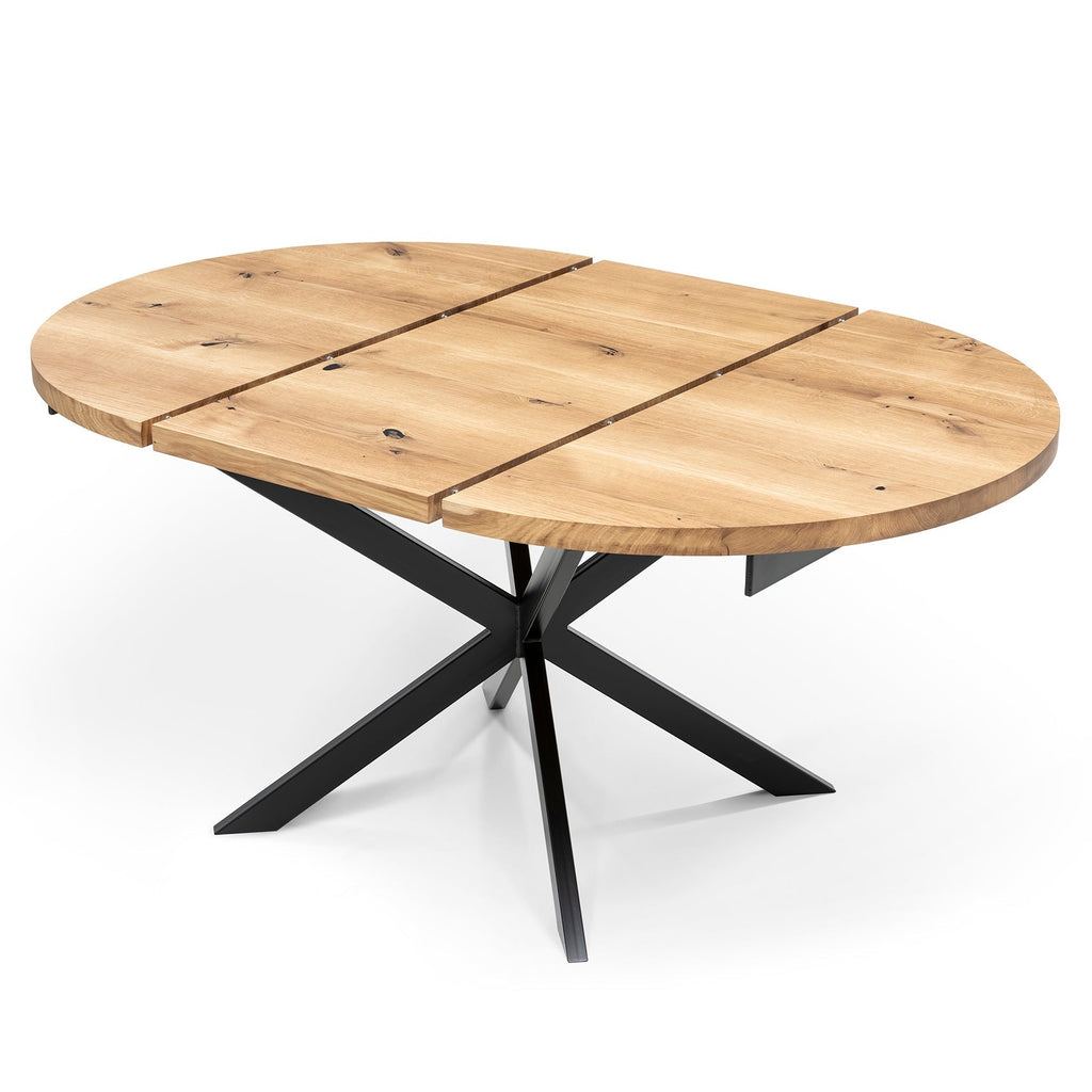 Table à manger ronde extensible en chêne - Découvrez notre table à manger ronde en chêne fabriquée à la main - un ajout superbe à tout intérieur - Fabriquée en bois massif, cette