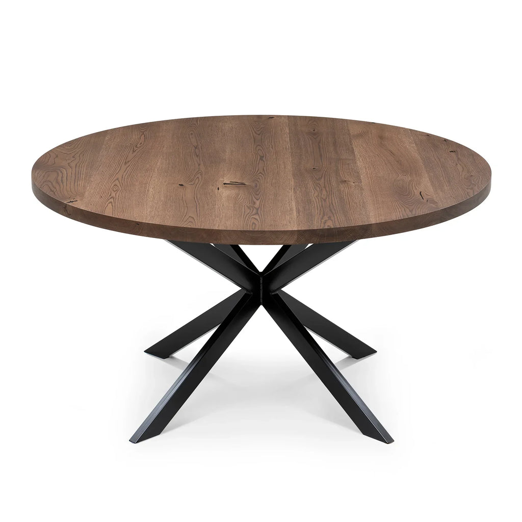 Table à manger ronde extensible en chêne foncé - Voici notre table à manger ronde en chêne massif fabriquée à la main - un ajout magnifique à tout intérieur - Fabriquée à partir de
