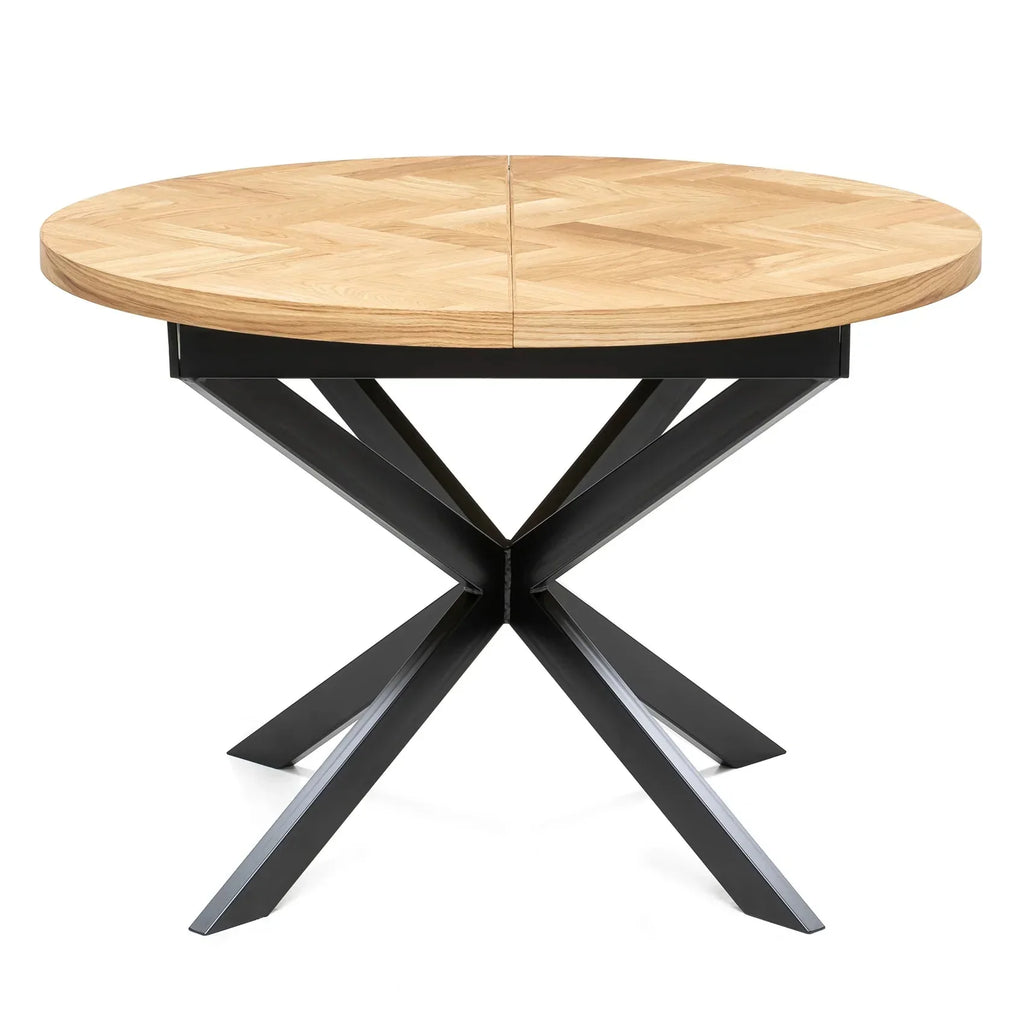 Table à manger ronde à chevrons extensible - Voici notre table à manger ronde à chevrons extensible - un ajout magnifique à tout intérieur - Fabriquée en