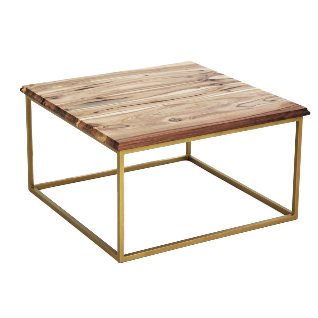 Table basse en noyer - Cette table basse en bois massif allie matériaux nobles et design contemporain - Son plateau en noyer fait sur mesure apporte un aspect naturel